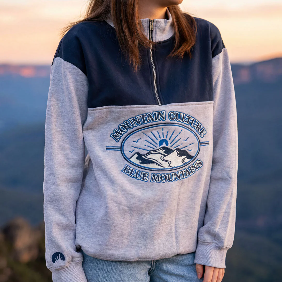 Embroidered Quarter Zip Jumper - Navy