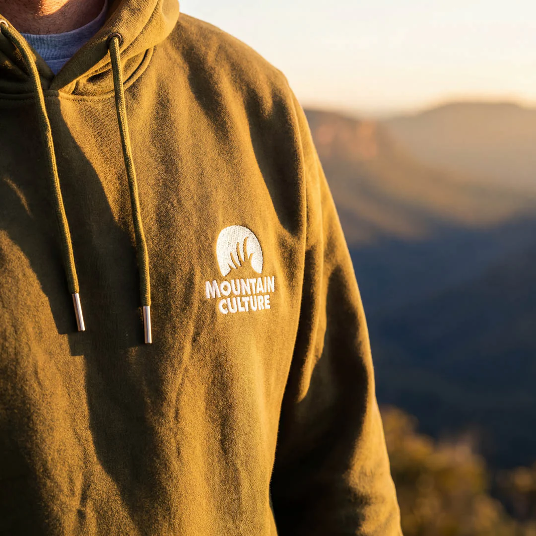 Blue Mountains Embroidered Hoodie - Army Green - Image 2